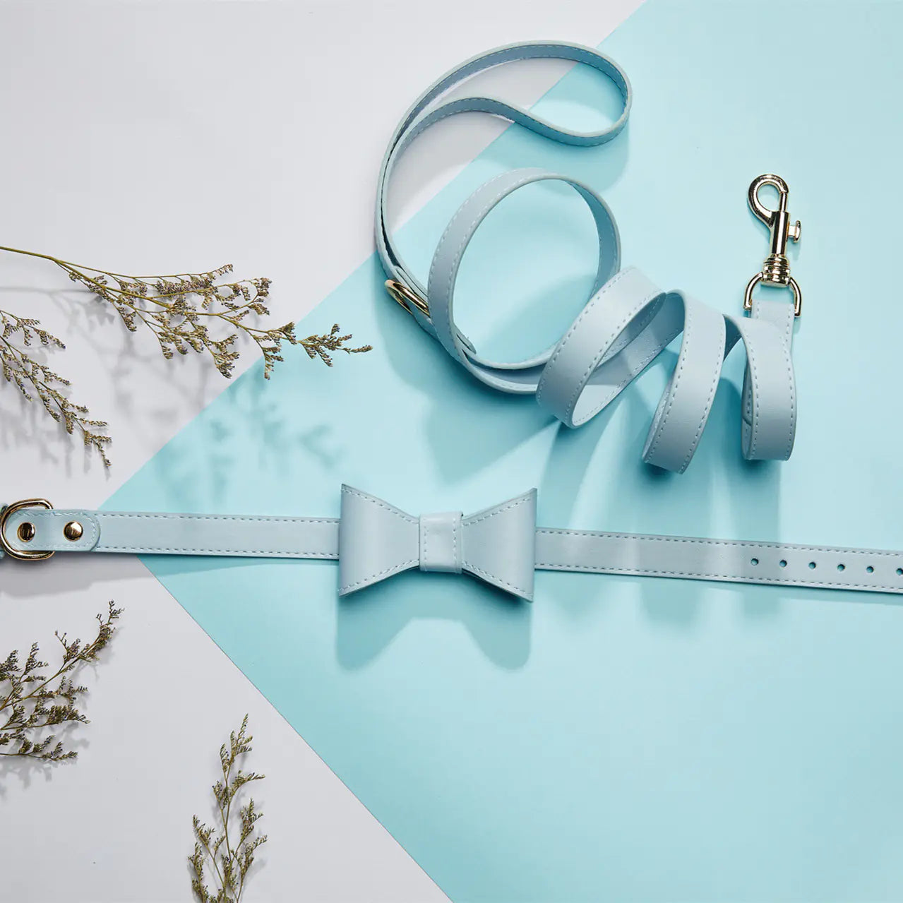Cute Bow Collar and Leash Set for Bulldog