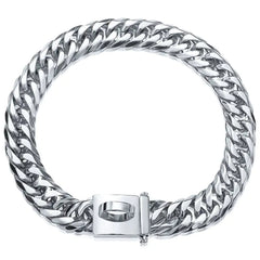 Gold Stainless Steel Dog Collar and Leash Set 17mm