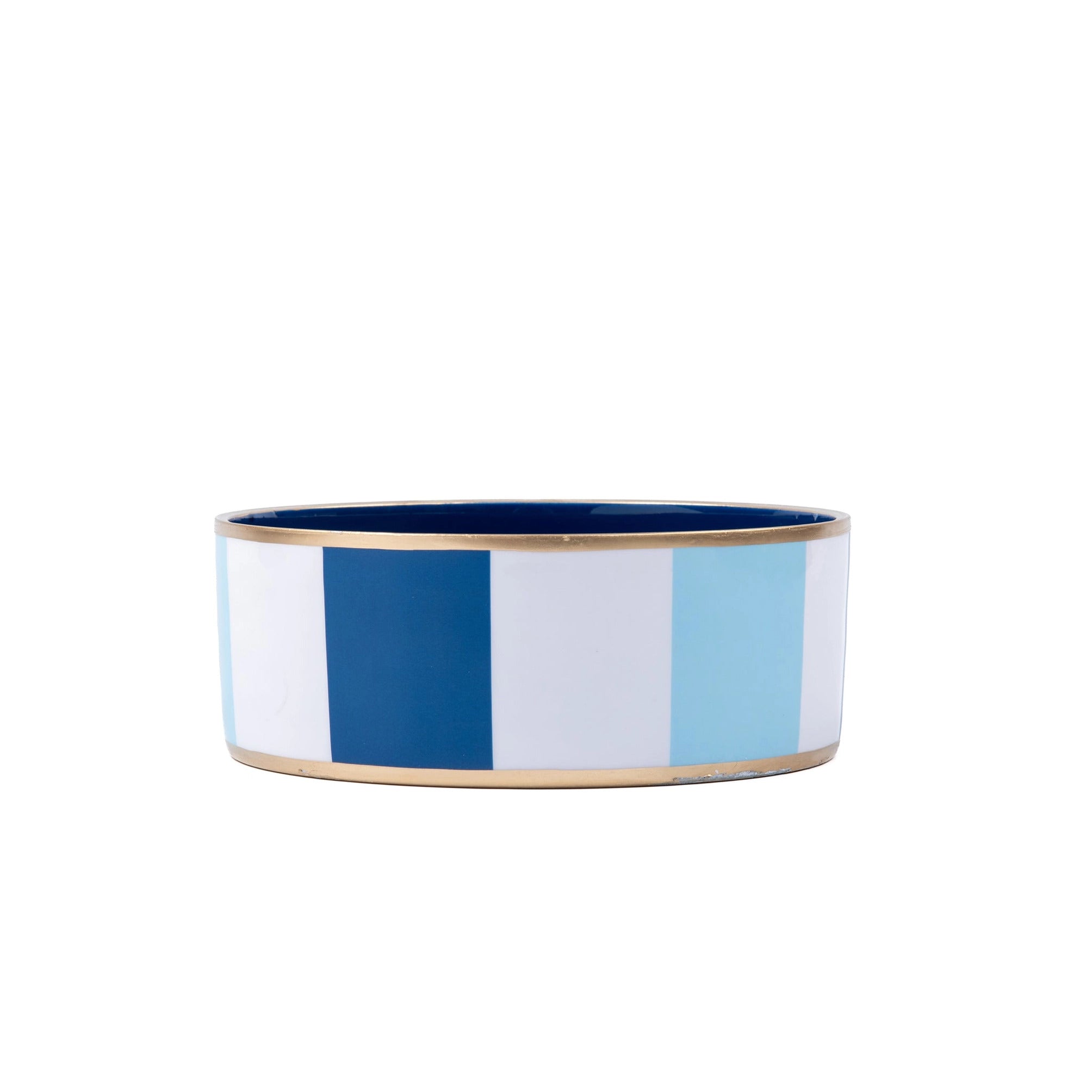 Enameled Ceramic Pet Bowl - Blue & White