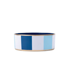Enameled Ceramic Pet Bowl - Blue & White