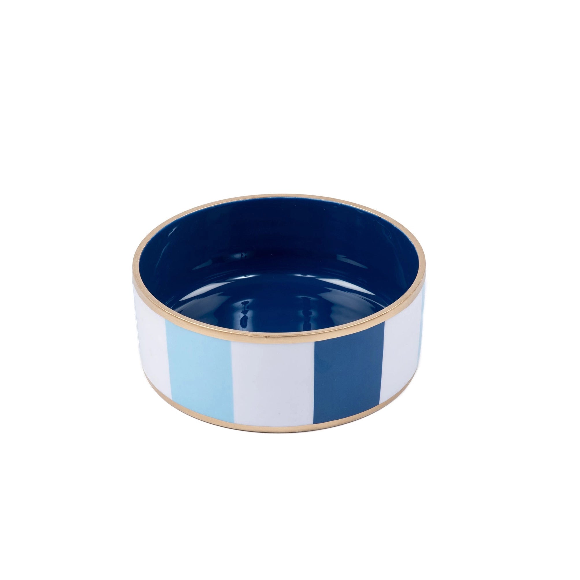 Enameled Ceramic Pet Bowl - Blue & White