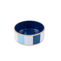 Enameled Ceramic Pet Bowl - Blue & White