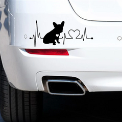 French Bulldog Car Heartbeat Stickers