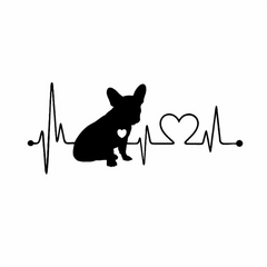 French Bulldog Car Heartbeat Stickers
