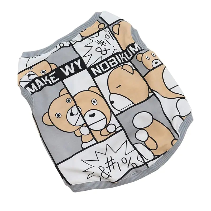 Cotton Comic Bear Dog Vest for Bulldogs and Pugs