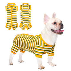 TONY HOBY Dog Pajamas Dog Surgical Recovery Suit Knitted Dog Shirt for Small Medium Dog (Yellow&Green Girl M)