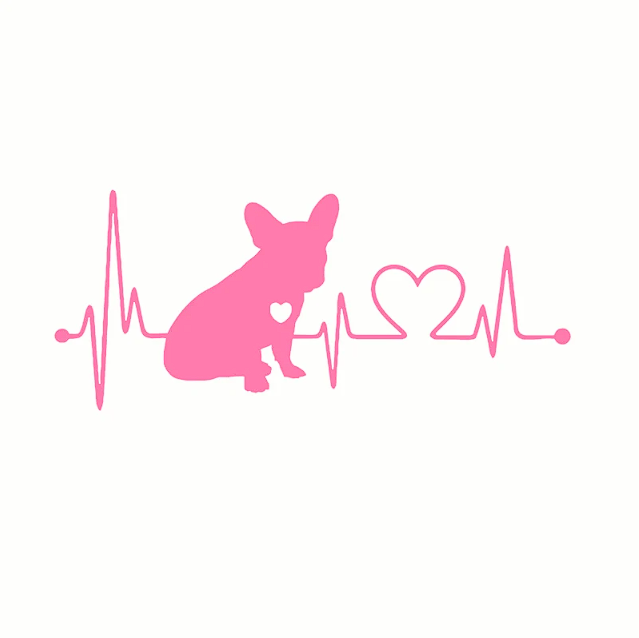 French Bulldog Car Heartbeat Stickers