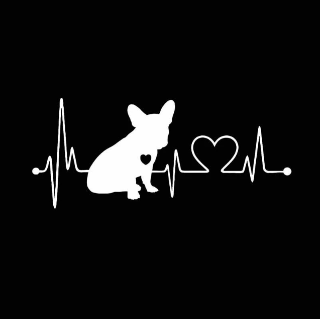 French Bulldog Car Heartbeat Stickers