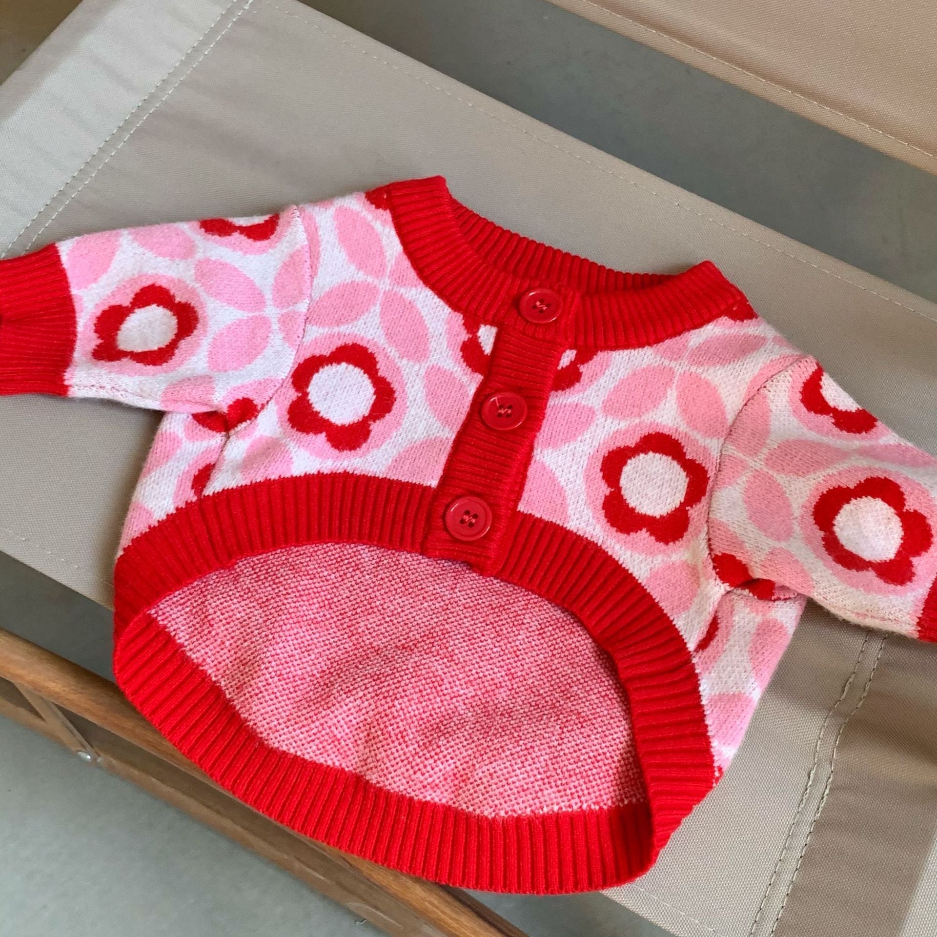 Red Flower Frenchie Sweater