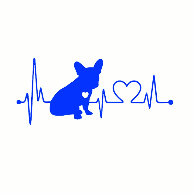 French Bulldog Car Heartbeat Stickers