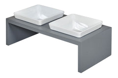 Artisan Moderno Gray Double Feeder - Wood - 3 Sizes