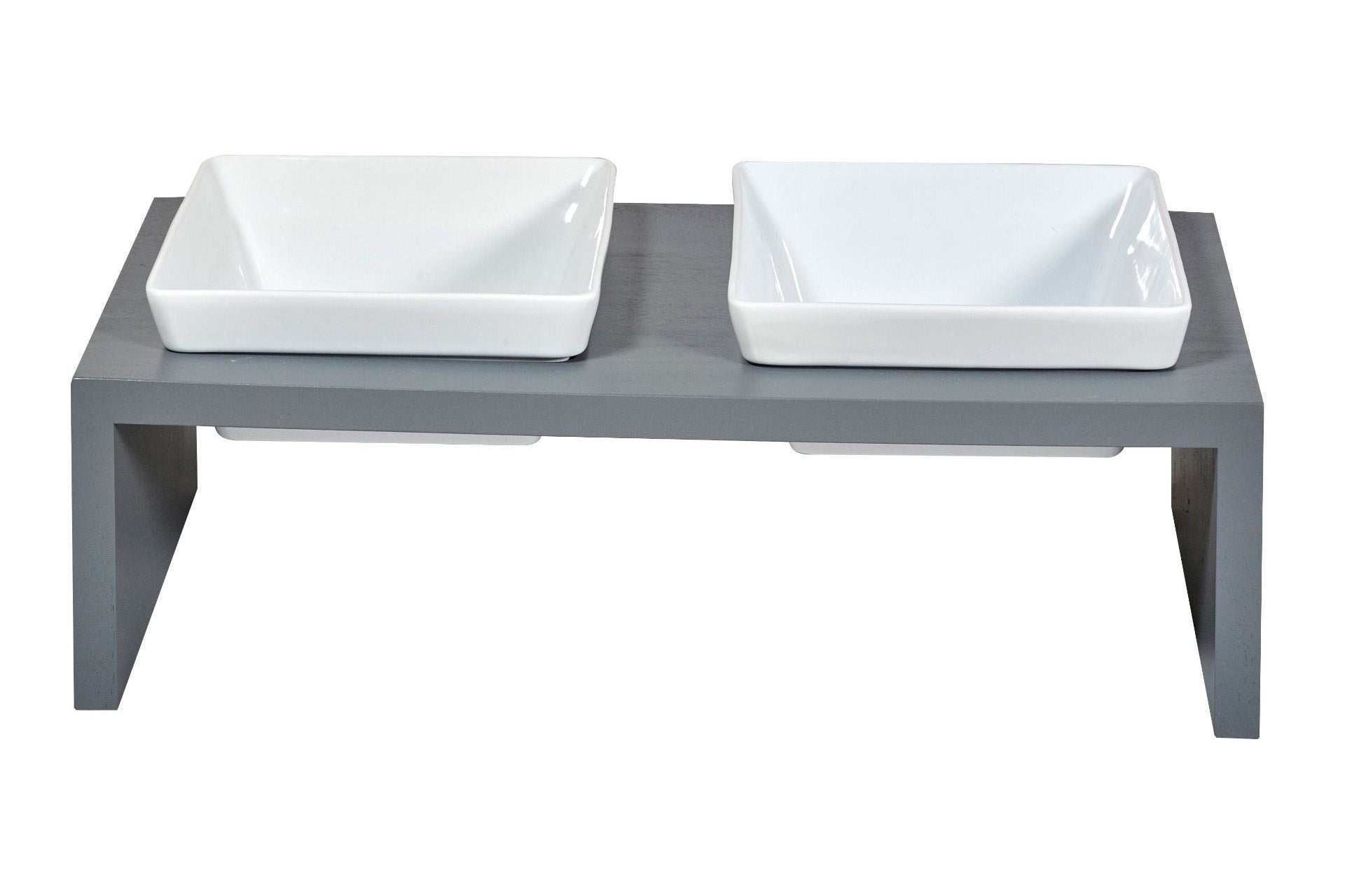 Artisan Moderno Gray Double Feeder - Wood - 3 Sizes