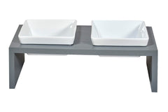 Artisan Moderno Gray Double Feeder - Wood - 3 Sizes