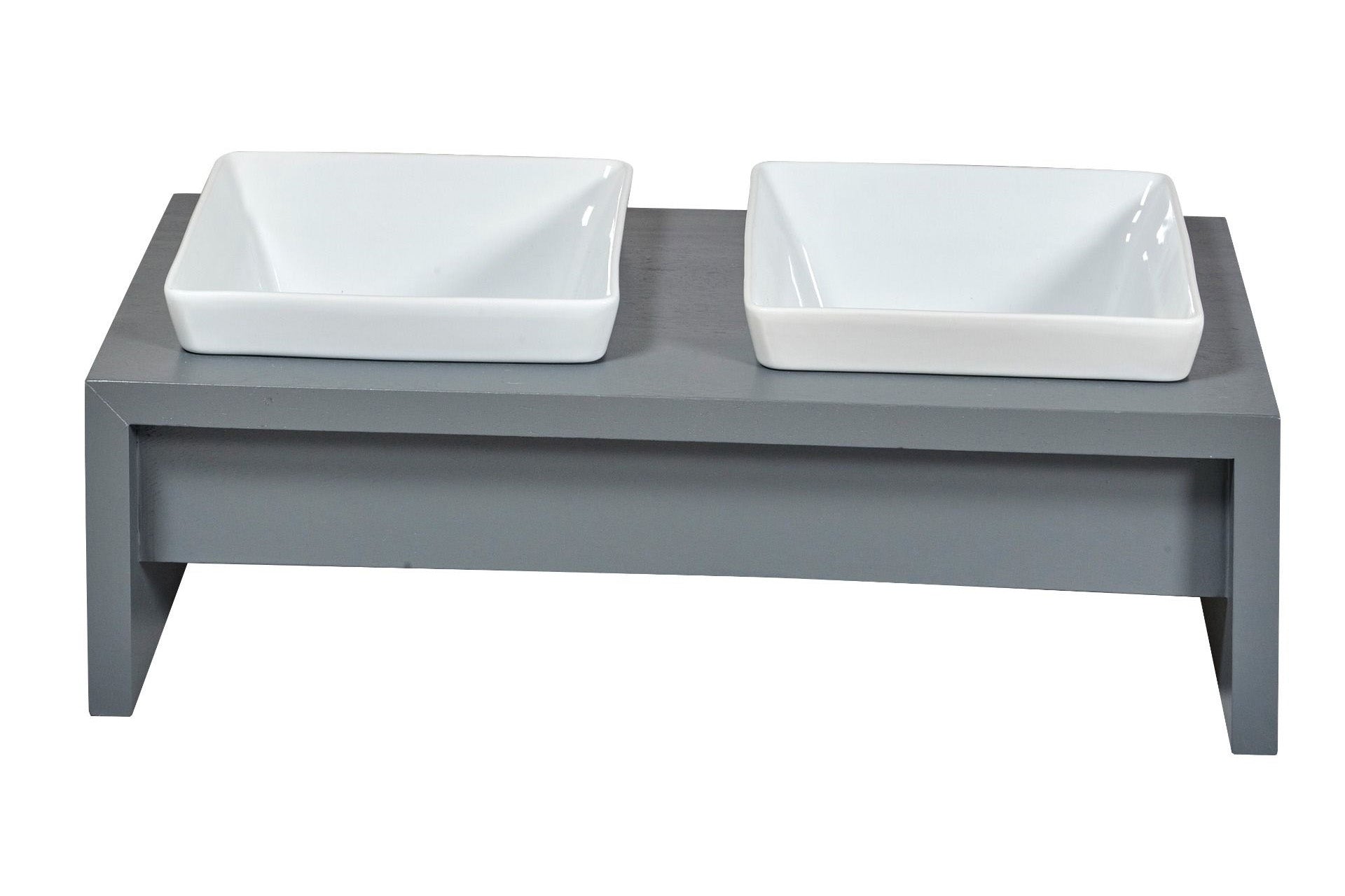 Artisan Moderno Gray Double Feeder - Wood - 3 Sizes