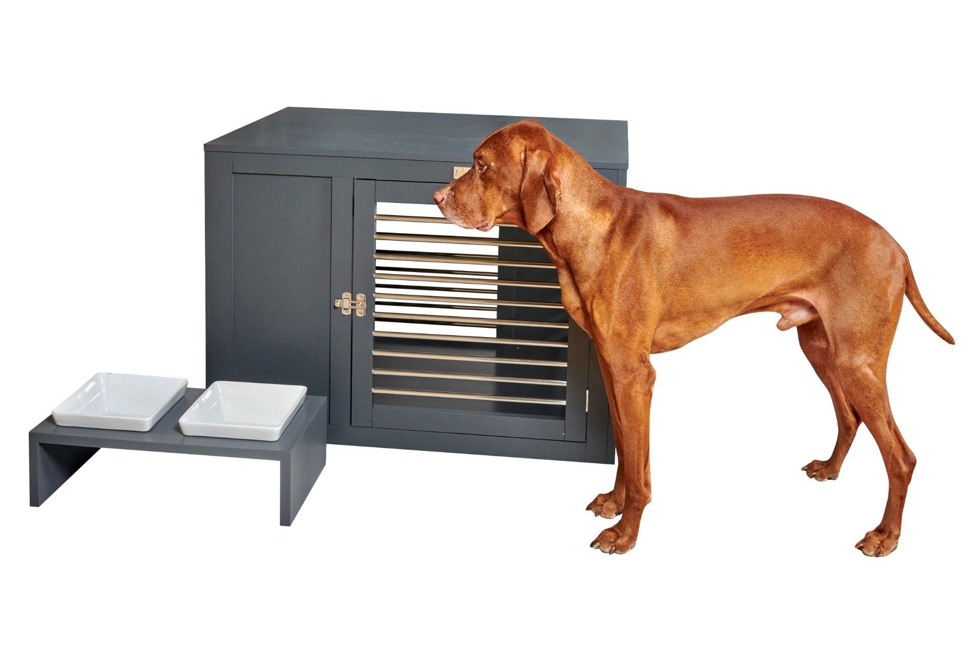 Artisan Moderno Gray Double Feeder - Wood - 3 Sizes