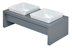 Artisan Moderno Gray Double Feeder - Wood - 3 Sizes