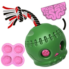 Dog Toys for Aggressive Chewers Fillable Dog Toys to Keep Them Busy Long-Lasting Dog Chew Toys Ball Treat Dispensing Dog Toy Halloween Dog Toys Skull Ball & Brain Tray Mold Set